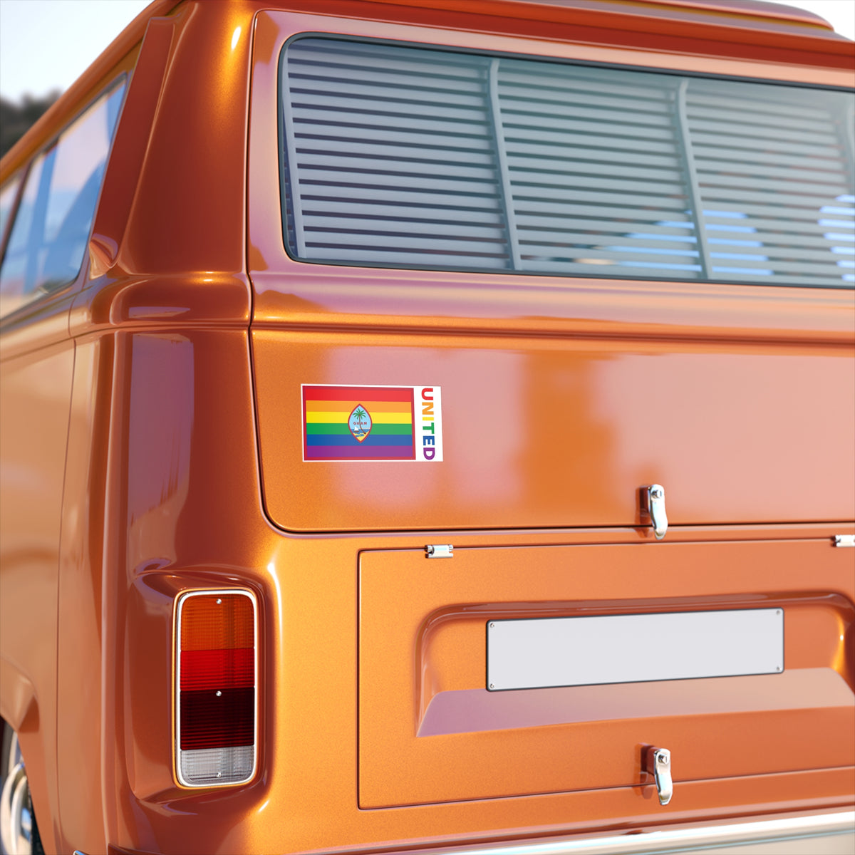 Guam Rainbow Pride Flag "UNITED" Bumper Sticker