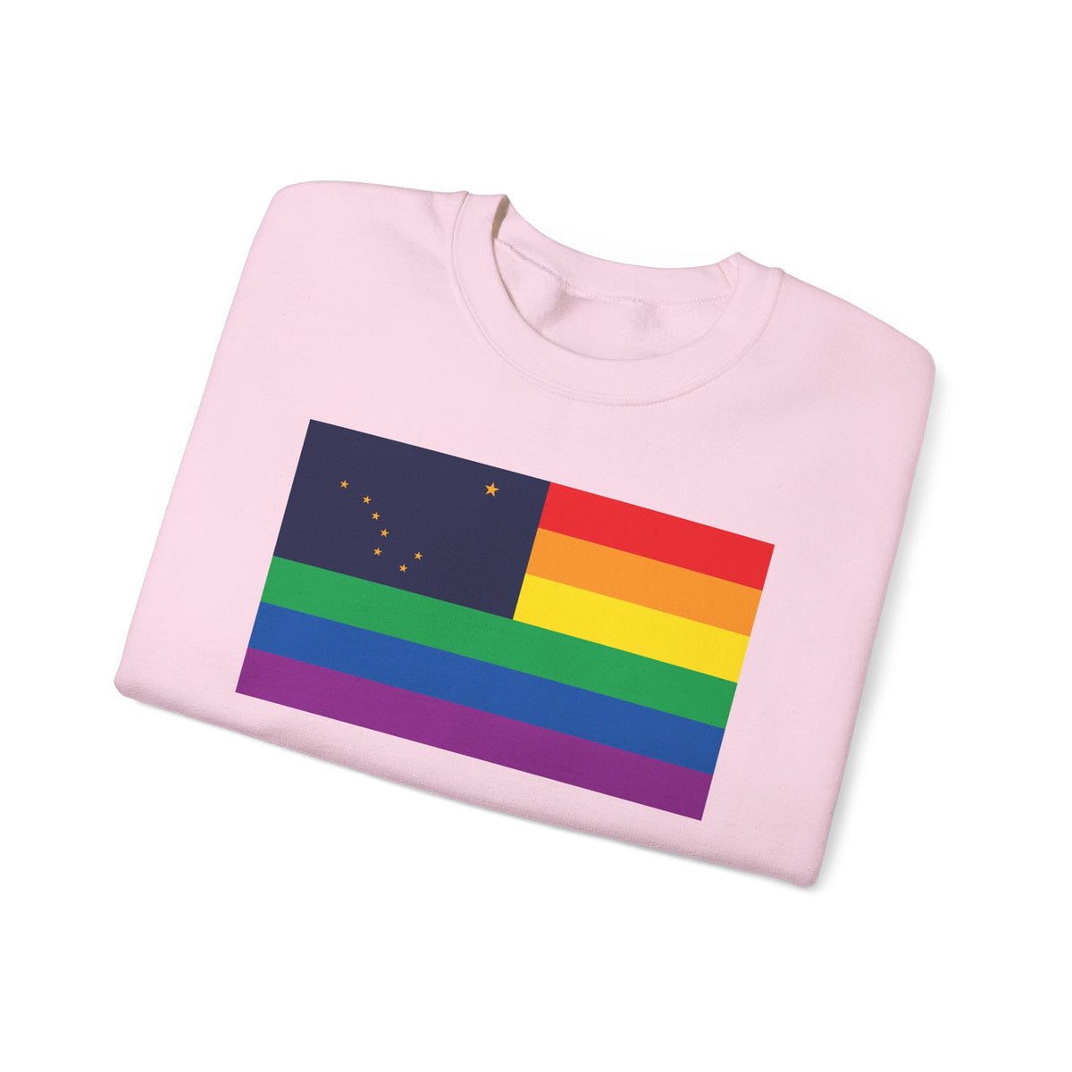 Alaska Rainbow Pride Flag Unisex Crewneck Sweatshirt, White, Black or Light Pink
