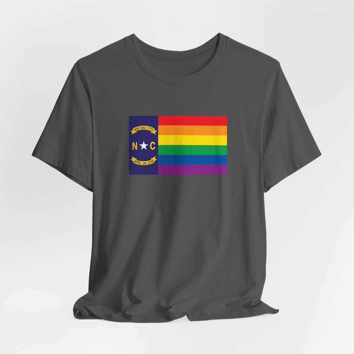 North Carolina Rainbow Pride Flag T-shirt, Several Color Options
