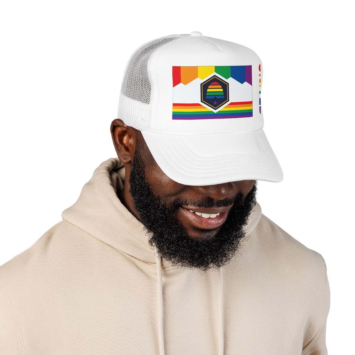 Utah Rainbow Pride Flag "UNITED" Printed Foam Trucker Hat, Several Color Options