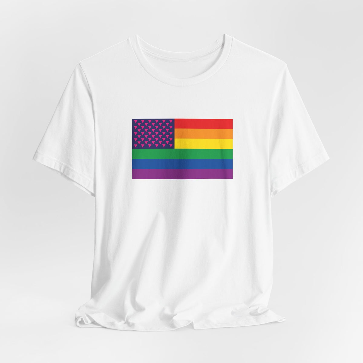 USA Old Glory Stars n Triangles Rainbow Pride Flag T-shirt, Several Color Options