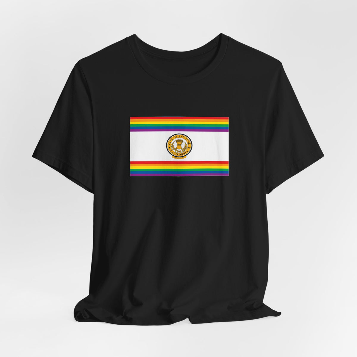 San Jose, California Rainbow Pride Flag T-shirt, Several Color Options