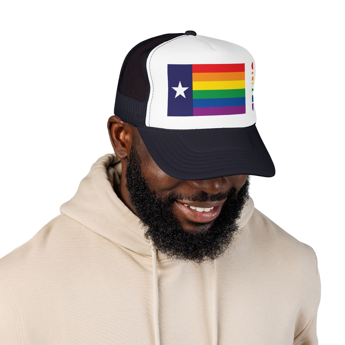 Texas Rainbow Pride Flag "UNITED" Printed Foam Trucker Hat, Several Color Options