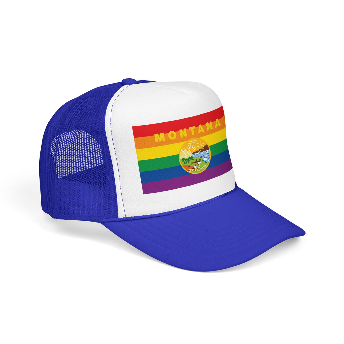 Montana Rainbow Pride Flag "UNITED" Printed Foam Trucker Hat, Several Color Options