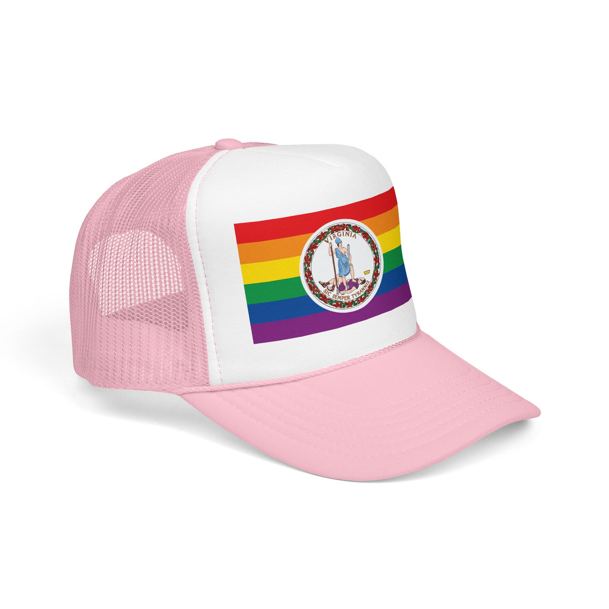 Virginia Rainbow Pride Flag "UNITED" Printed Foam Trucker Hat, Several Color Options