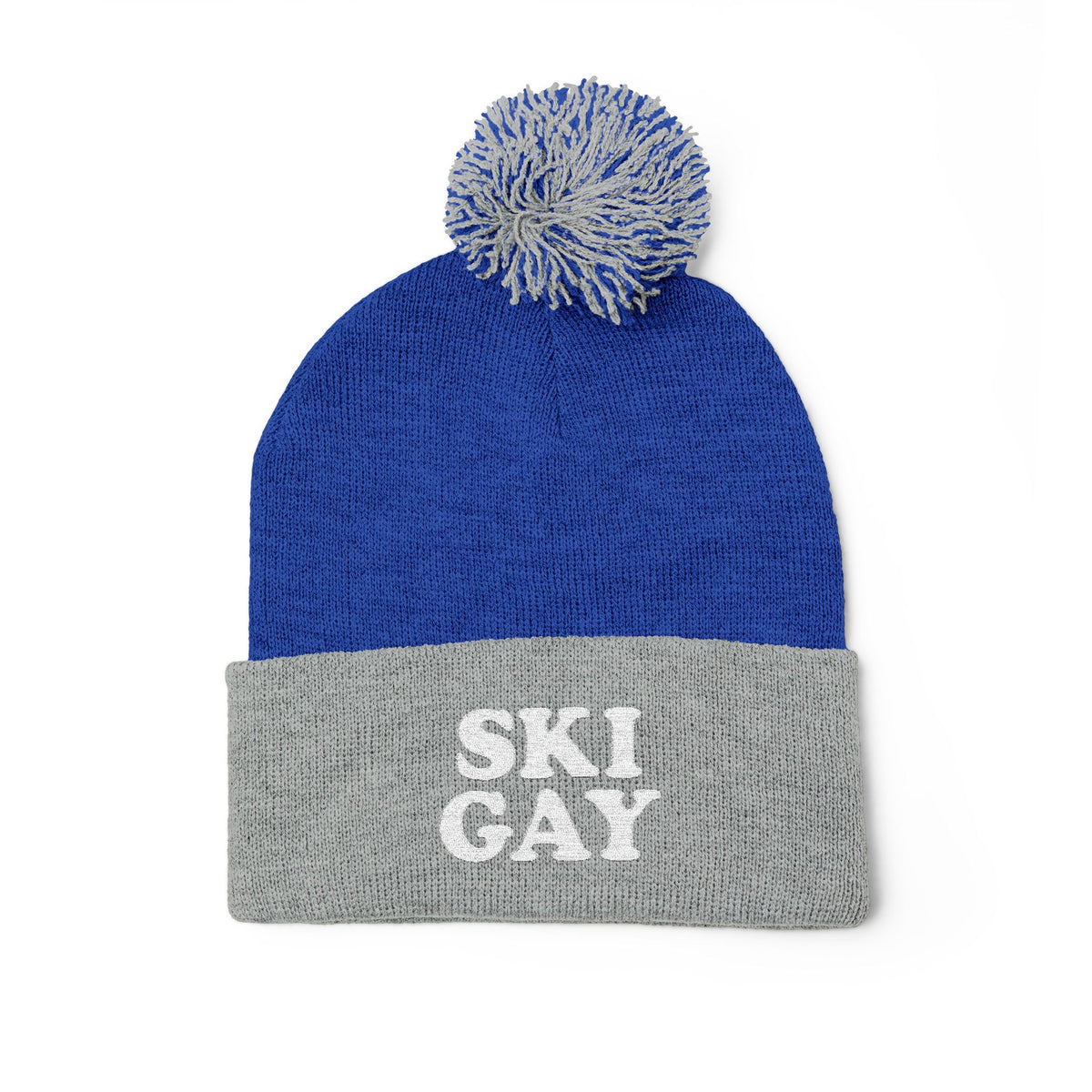 SKI GAY Pom Pom Beanie - white deco