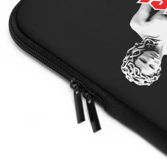 FEMINISTA Medusa Laptop Sleeve - Bold Black, White and Red Deco on Black