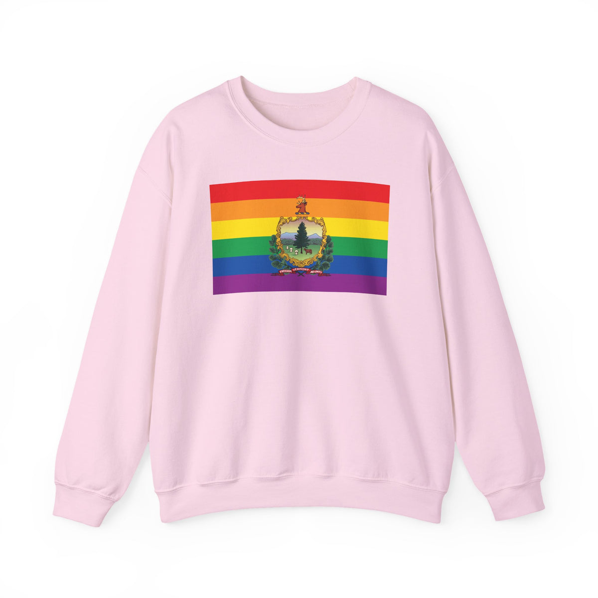 Vermont Rainbow Pride Flag Unisex Crewneck Sweatshirt, White, Black or Light Pink
