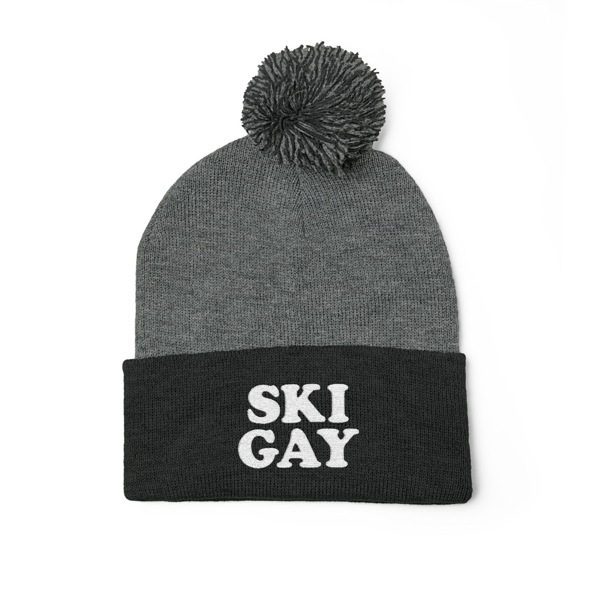 SKI GAY Pom Pom Beanie - white deco