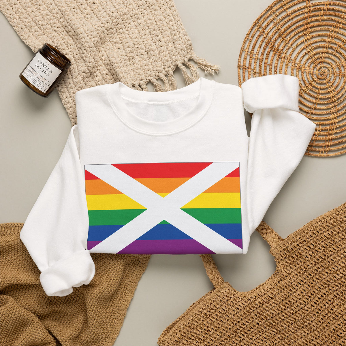 Alabama Rainbow Pride Flag Unisex Crewneck Sweatshirt, White, Black or Light Pink
