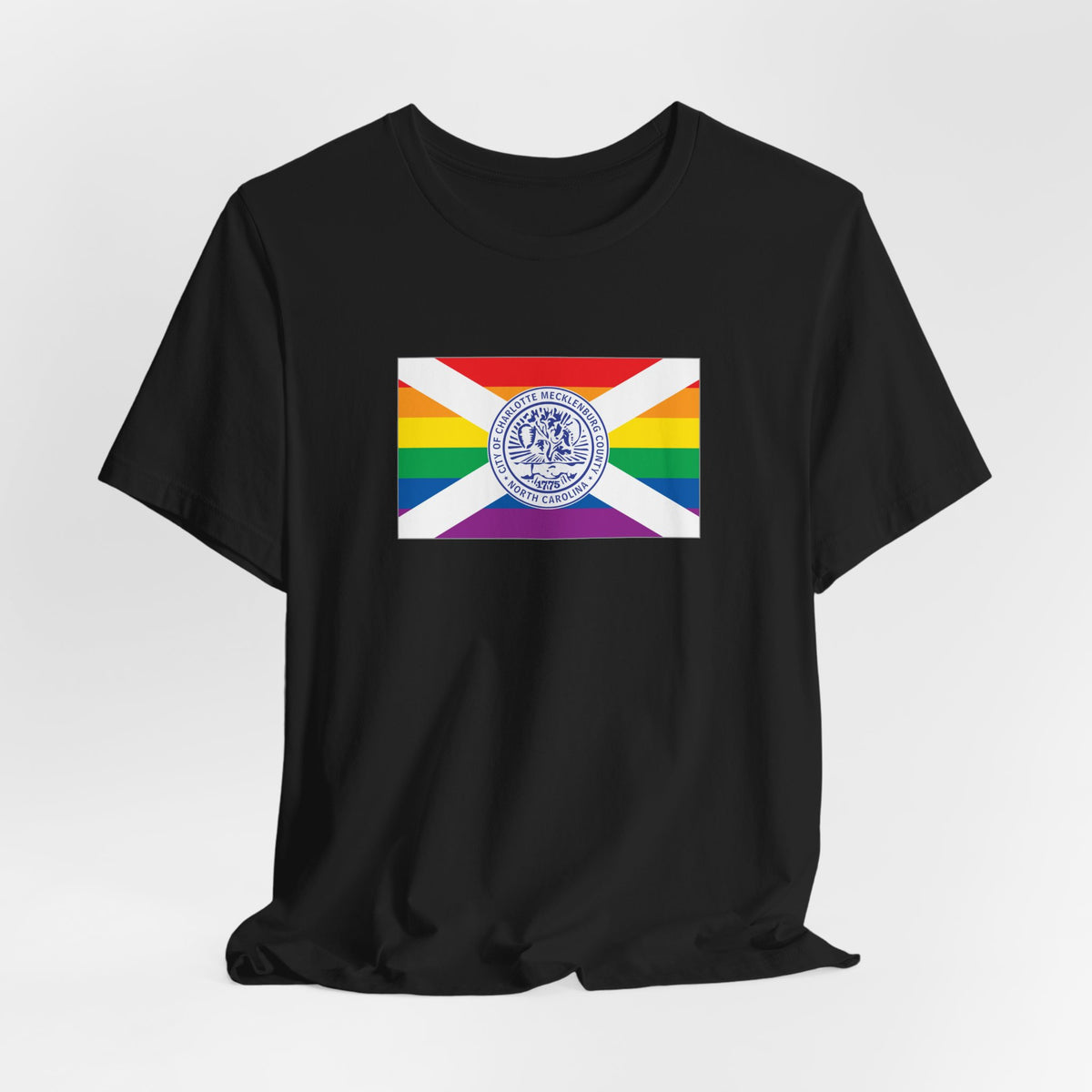 Charlotte, North Carolina Rainbow Pride Flag T-shirt, Several Color Options