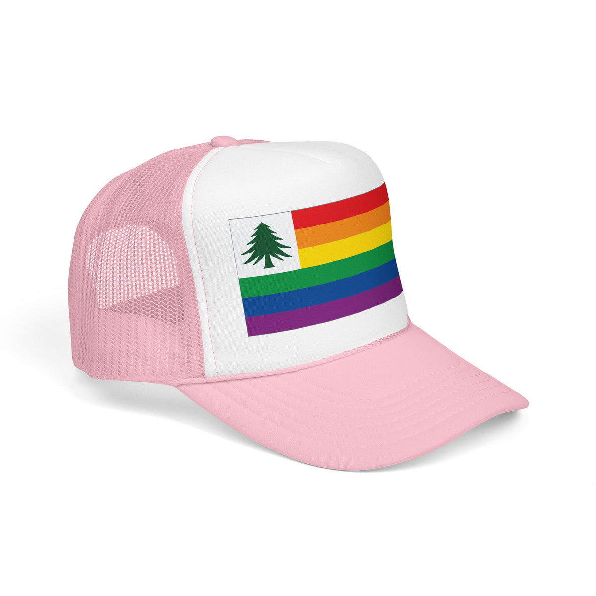 New England Rainbow Pride Flag "UNITED" Printed Foam Trucker Hat, Several Color Options