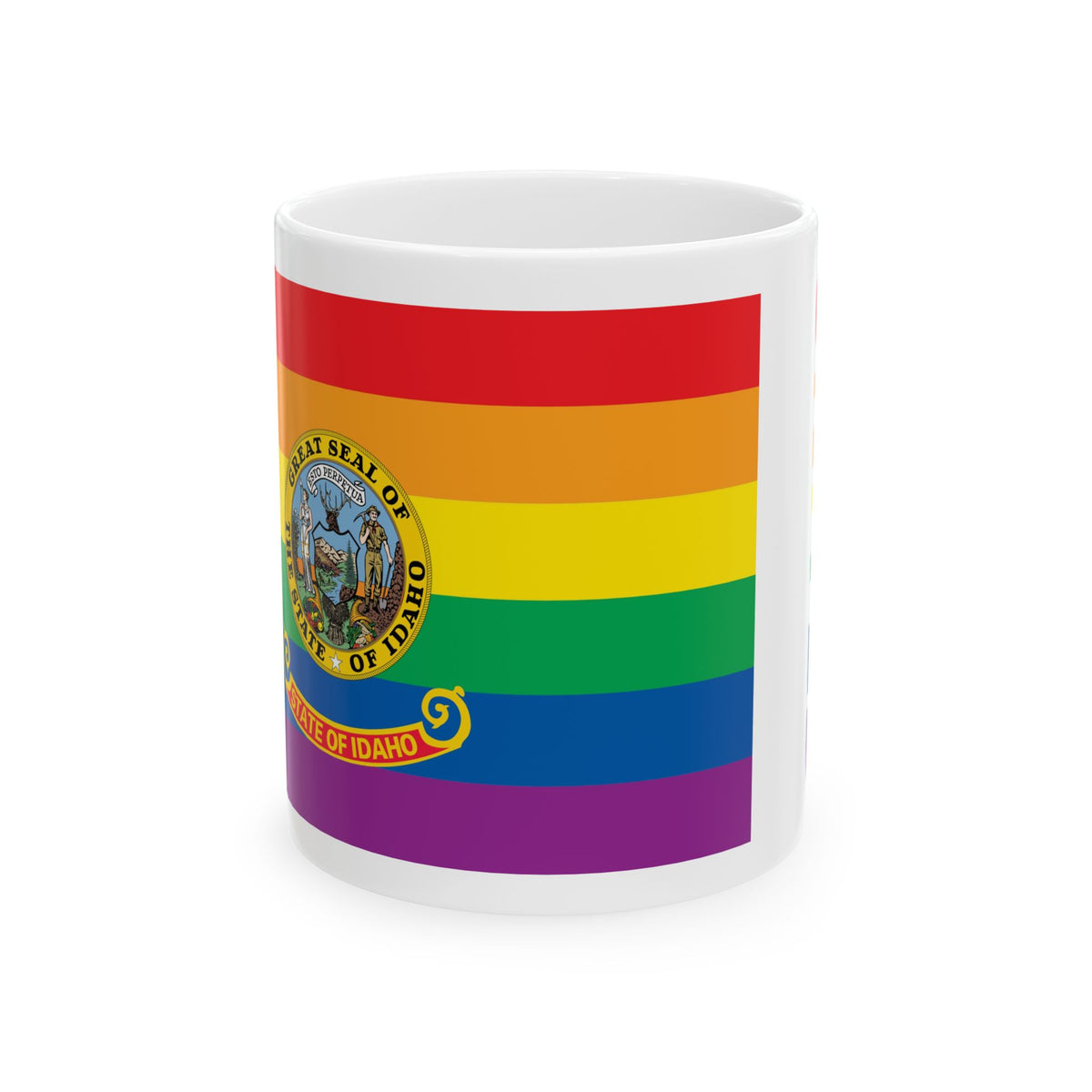 Idaho Rainbow Pride Flag "UNITED" Ceramic Mug