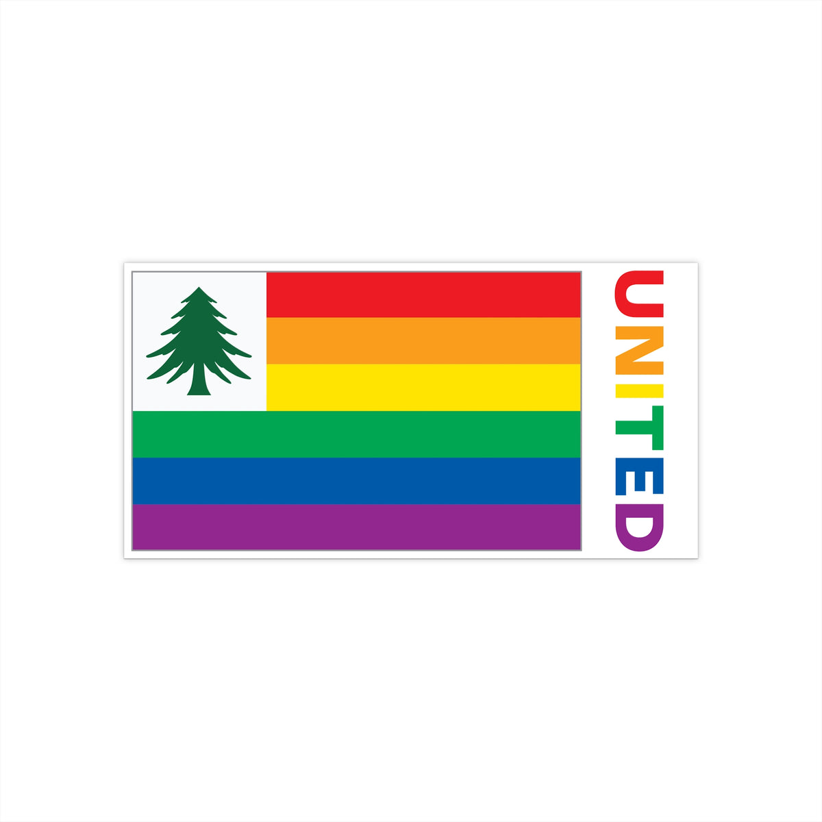 New England Rainbow Pride Flag "UNITED" Bumper Sticker