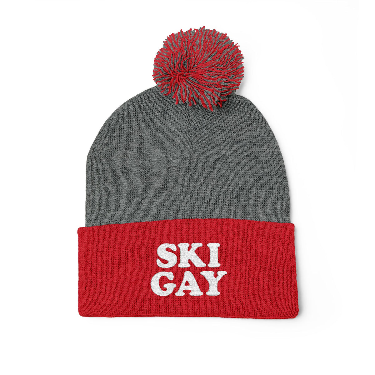 SKI GAY Pom Pom Beanie - white deco