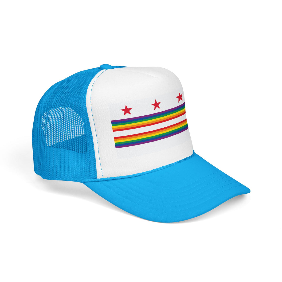 Washington, D.C. Rainbow Pride Flag "UNITED" Printed Foam Trucker Hat, Several Color Options