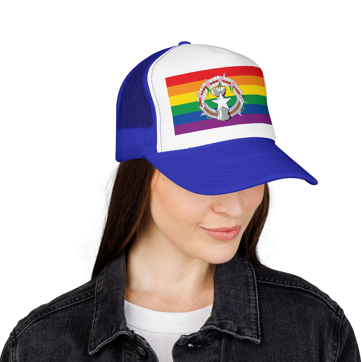 Northern Mariana Islands Rainbow Pride Flag "UNITED" Printed Foam Trucker Hat, Several Color Options