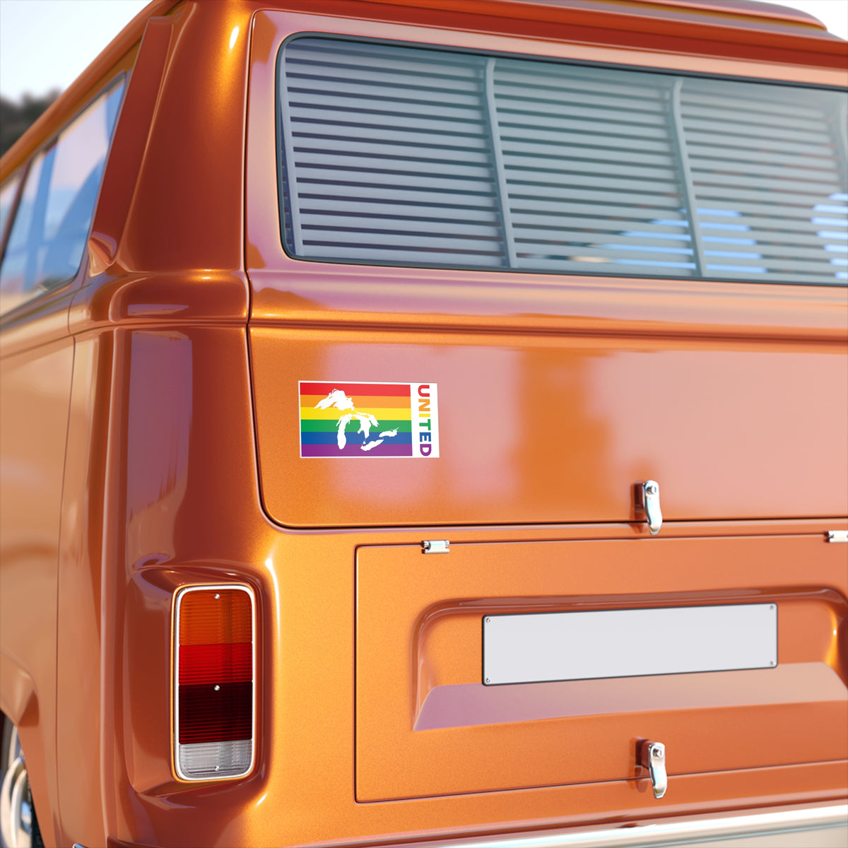 Great Lakes Region Rainbow Pride Flag "UNITED" Bumper Sticker