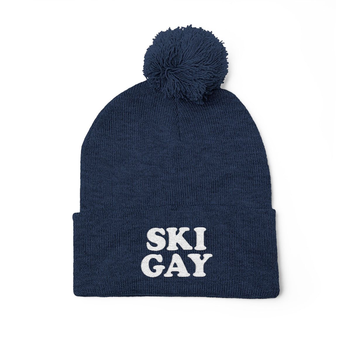 SKI GAY Pom Pom Beanie - white deco