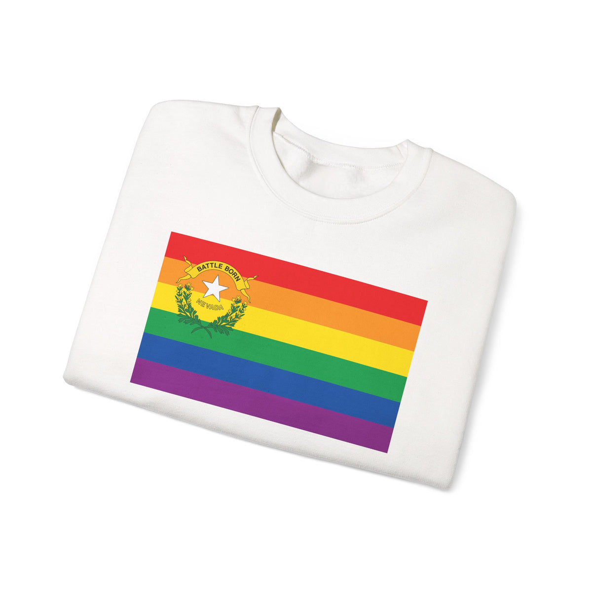 Nevada Rainbow Pride Flag Unisex Crewneck Sweatshirt, White, Black or Light Pink