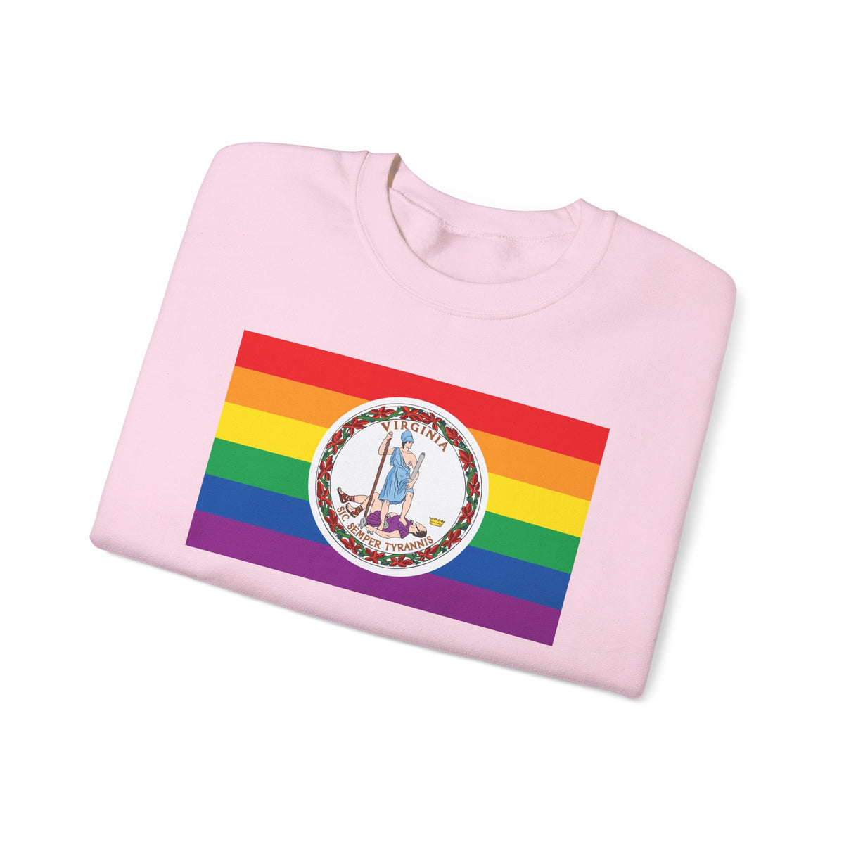 Virginia Rainbow Pride Flag Unisex Crewneck Sweatshirt, White, Black or Light Pink