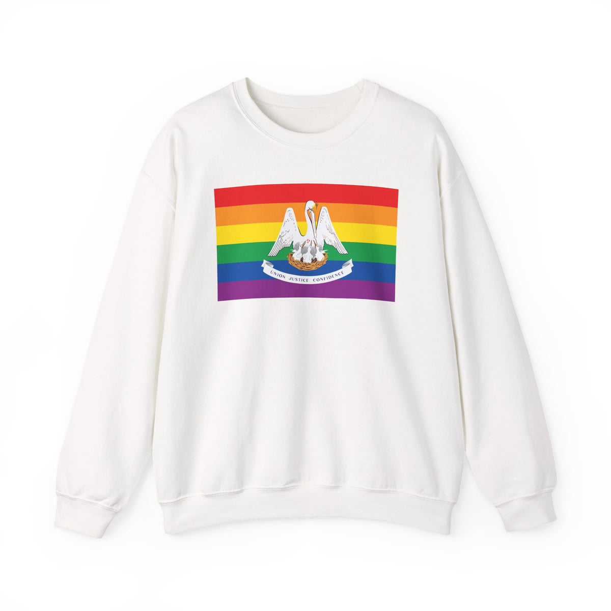Louisiana Rainbow Pride Flag Unisex Crewneck Sweatshirt, White, Black or Light Pink