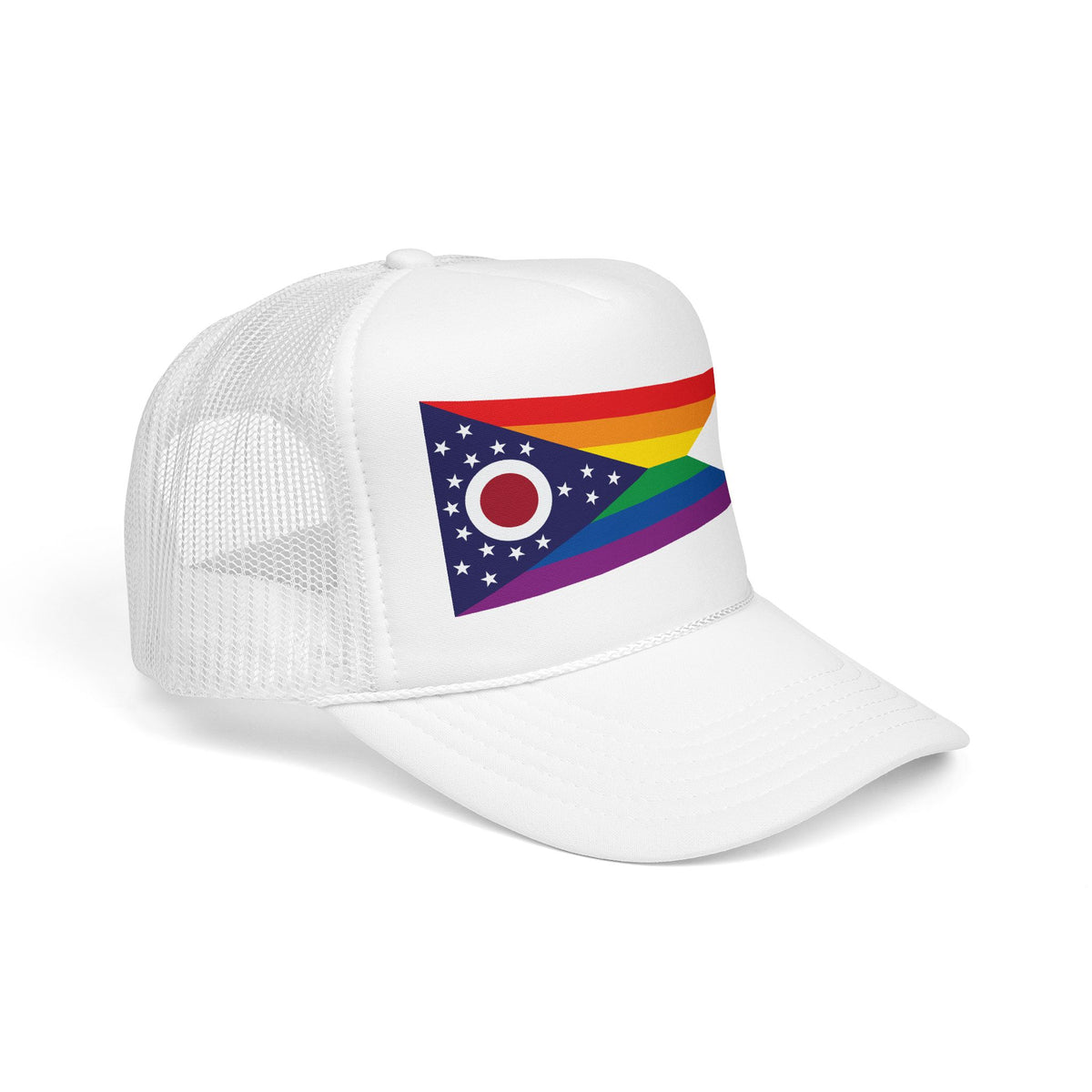 Ohio Rainbow Pride Flag "UNITED" Printed Foam Trucker Hat, Several Color Options