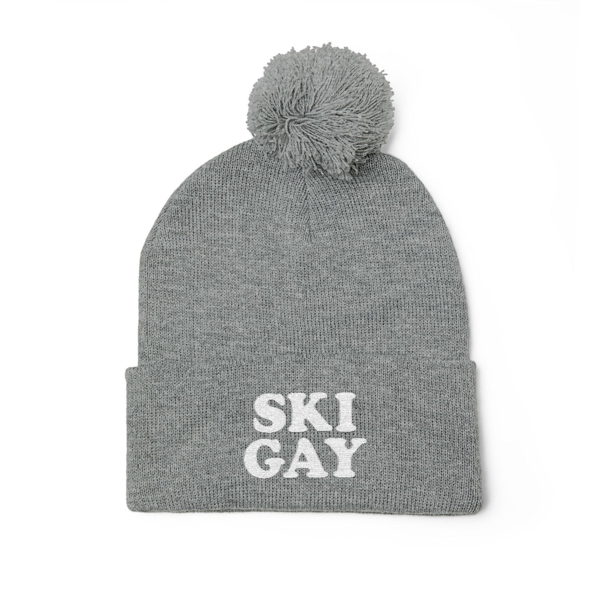 SKI GAY Pom Pom Beanie - white deco