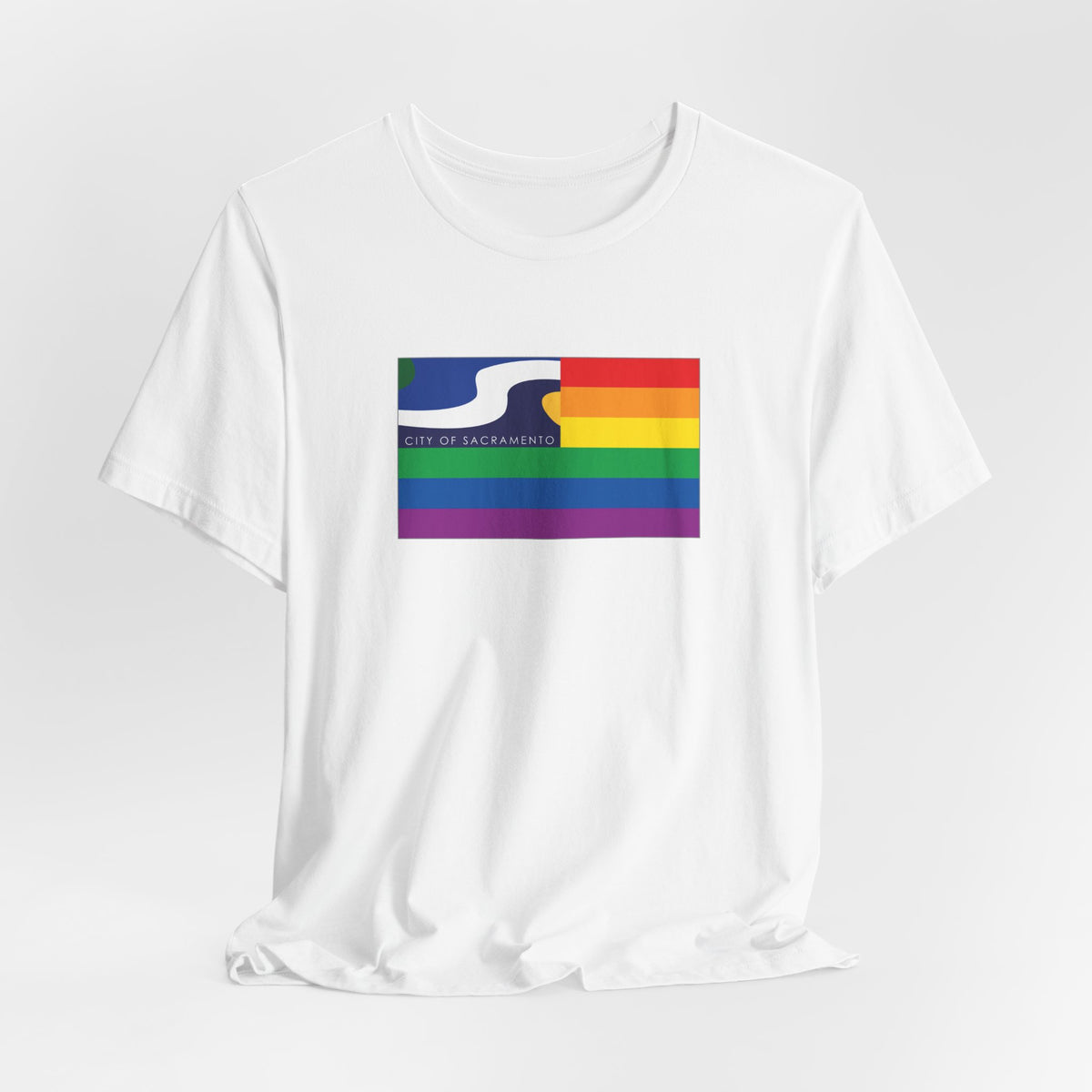 Sacramento, California Rainbow Pride Flag T-shirt, Several Color Options