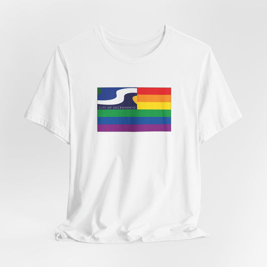 Sacramento, California Rainbow Pride Flag T-shirt, Several Color Options
