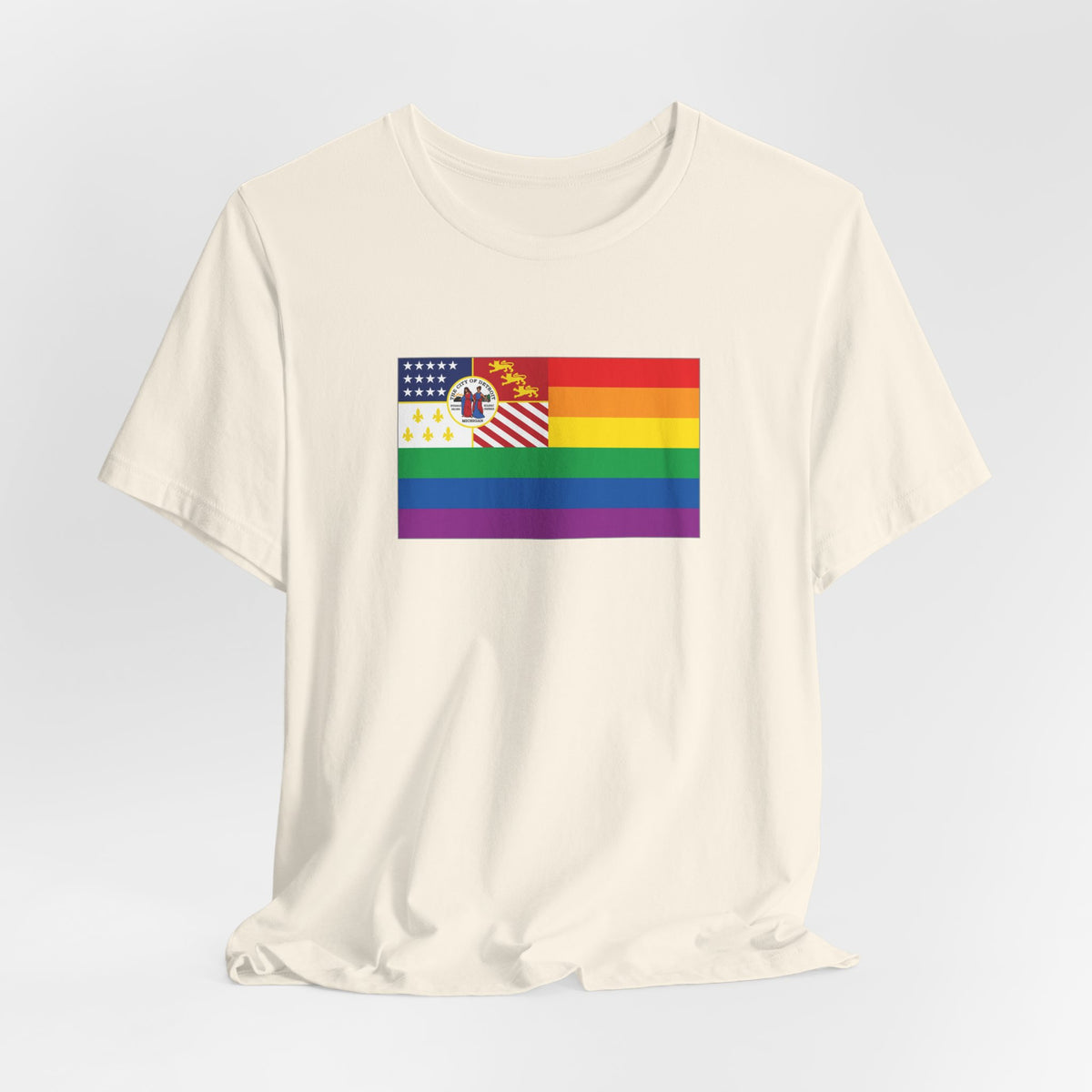 Detroit, Michigan Rainbow Pride Flag T-shirt, Several Color Options