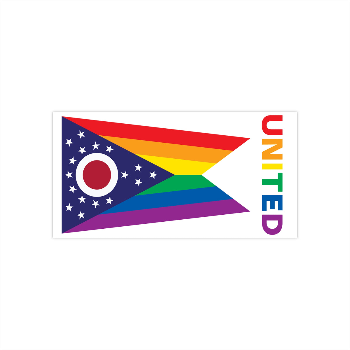 Ohio Rainbow Pride Flag "UNITED" Bumper Sticker