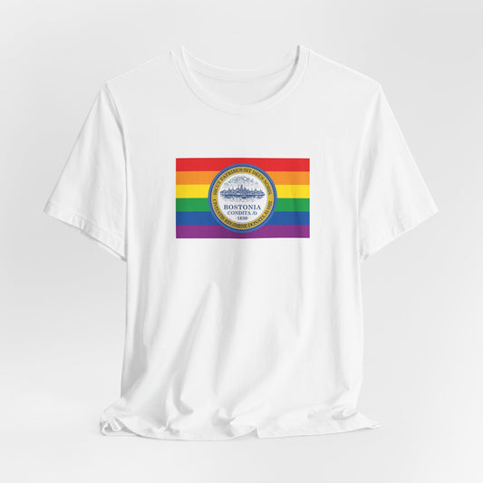 Boston, Massachusetts Rainbow Pride Flag T-shirt, Several Color Options