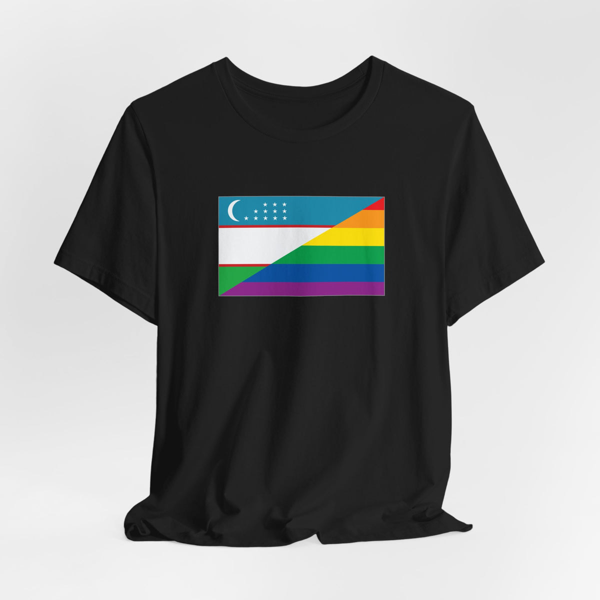 Uzbekistan Rainbow Pride Flag T-shirt, Several Color Options
