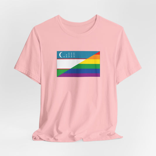 Uzbekistan Rainbow Pride Flag T-shirt, Several Color Options