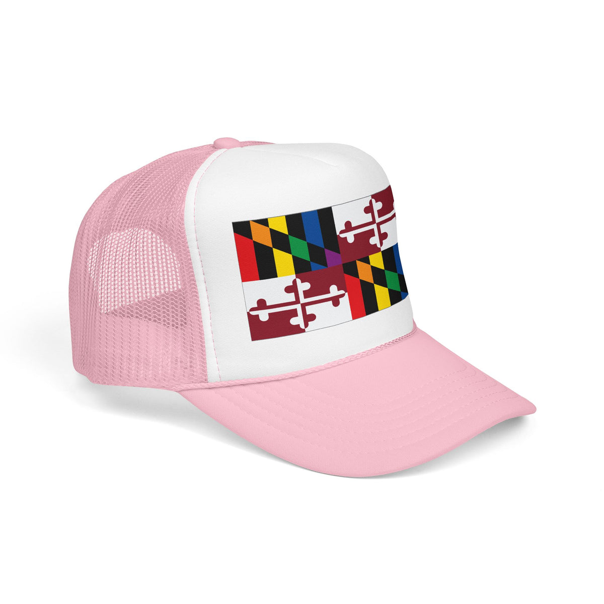 Maryland Rainbow Pride Flag "UNITED" Printed Foam Trucker Hat, Several Color Options