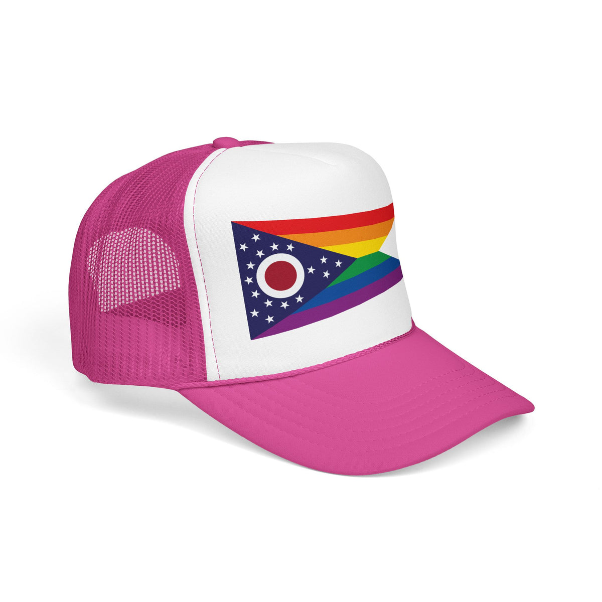 Ohio Rainbow Pride Flag "UNITED" Printed Foam Trucker Hat, Several Color Options