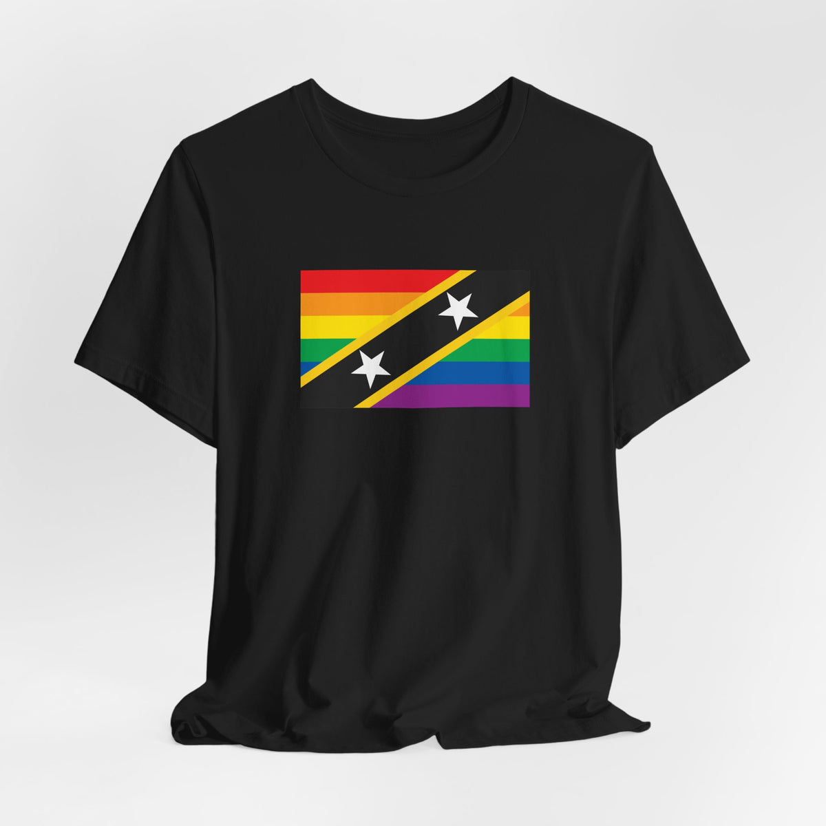 Saint Kitts and Nevis Rainbow Pride Flag T-shirt, Several Color Options