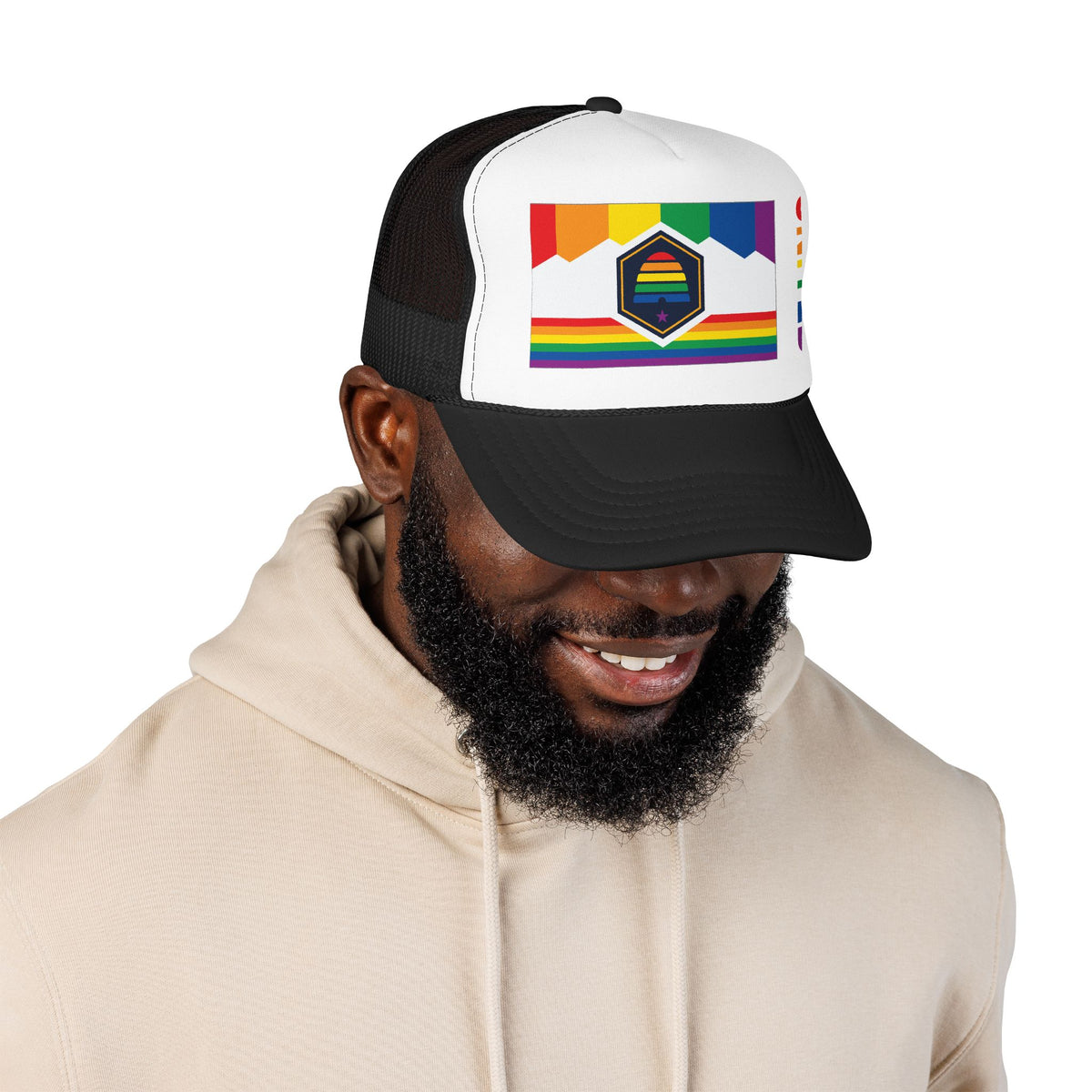Utah Rainbow Pride Flag "UNITED" Printed Foam Trucker Hat, Several Color Options