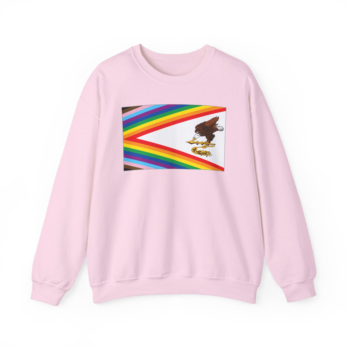 American Samoa Rainbow Pride Flag Unisex Crewneck Sweatshirt, White, Black or Light Pink