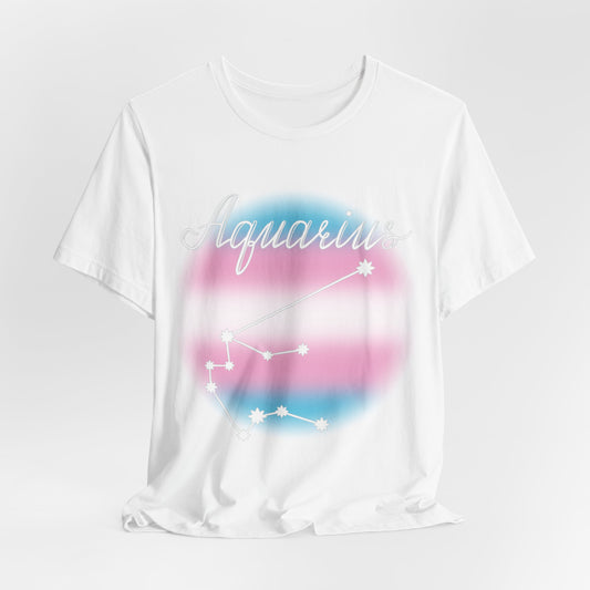 Aquarius Constellation T-shirt, Astrology, Transgender Pride Flag