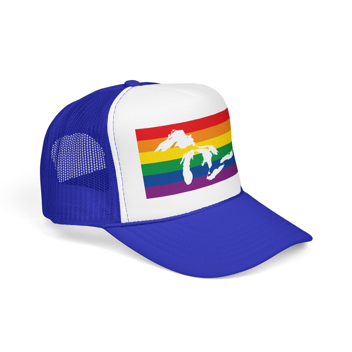 Great Lakes Region Rainbow Pride Flag "UNITED" Printed Foam Trucker Hat, Several Color Options