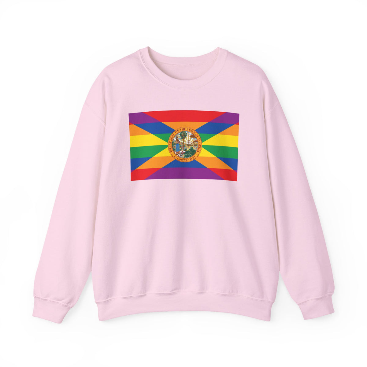 Florida Rainbow Pride Flag Unisex Crewneck Sweatshirt, White, Black or Light Pink
