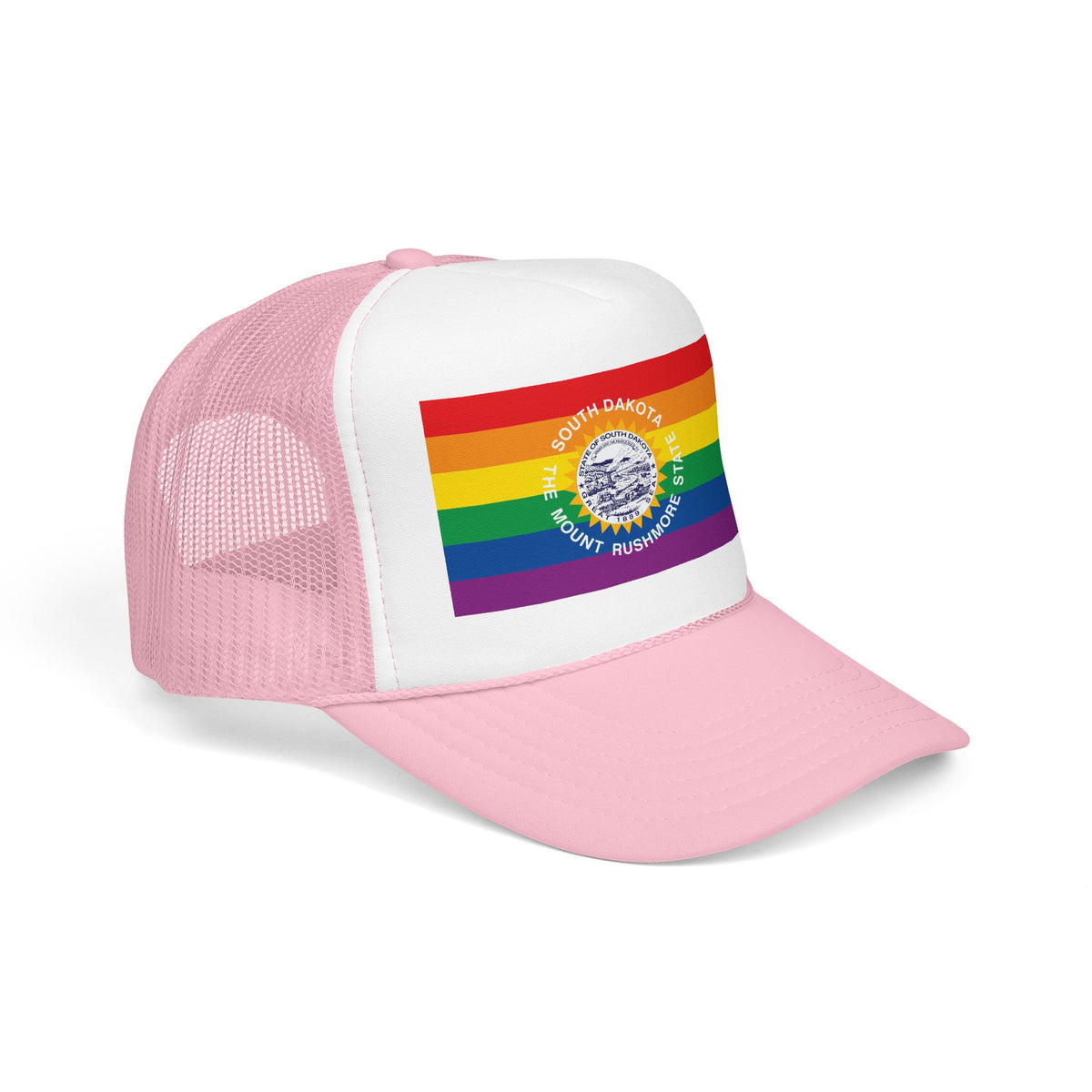 South Dakota Rainbow Pride Flag "UNITED" Printed Foam Trucker Hat, Several Color Options
