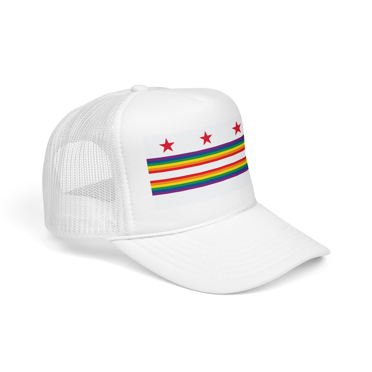 Washington, D.C. Rainbow Pride Flag "UNITED" Printed Foam Trucker Hat, Several Color Options