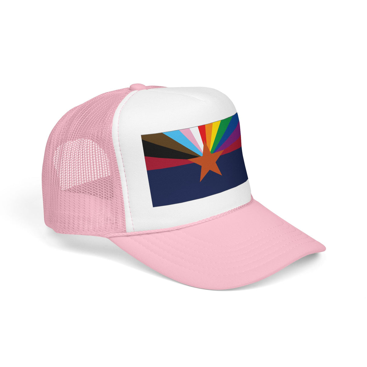 Arizona Rainbow Pride Flag "UNITED" Printed Foam Trucker Hat, Several Color Options