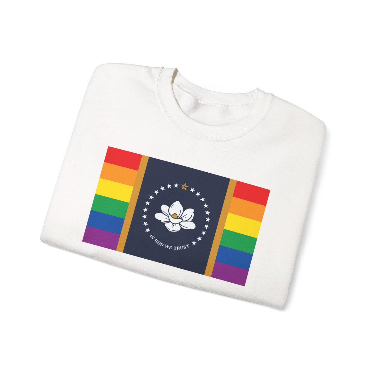 Mississippi Rainbow Pride Flag Unisex Crewneck Sweatshirt, White, Black or Light Pink