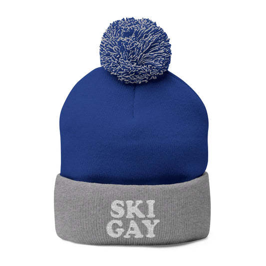 SKI GAY Pom Pom Beanie - white deco
