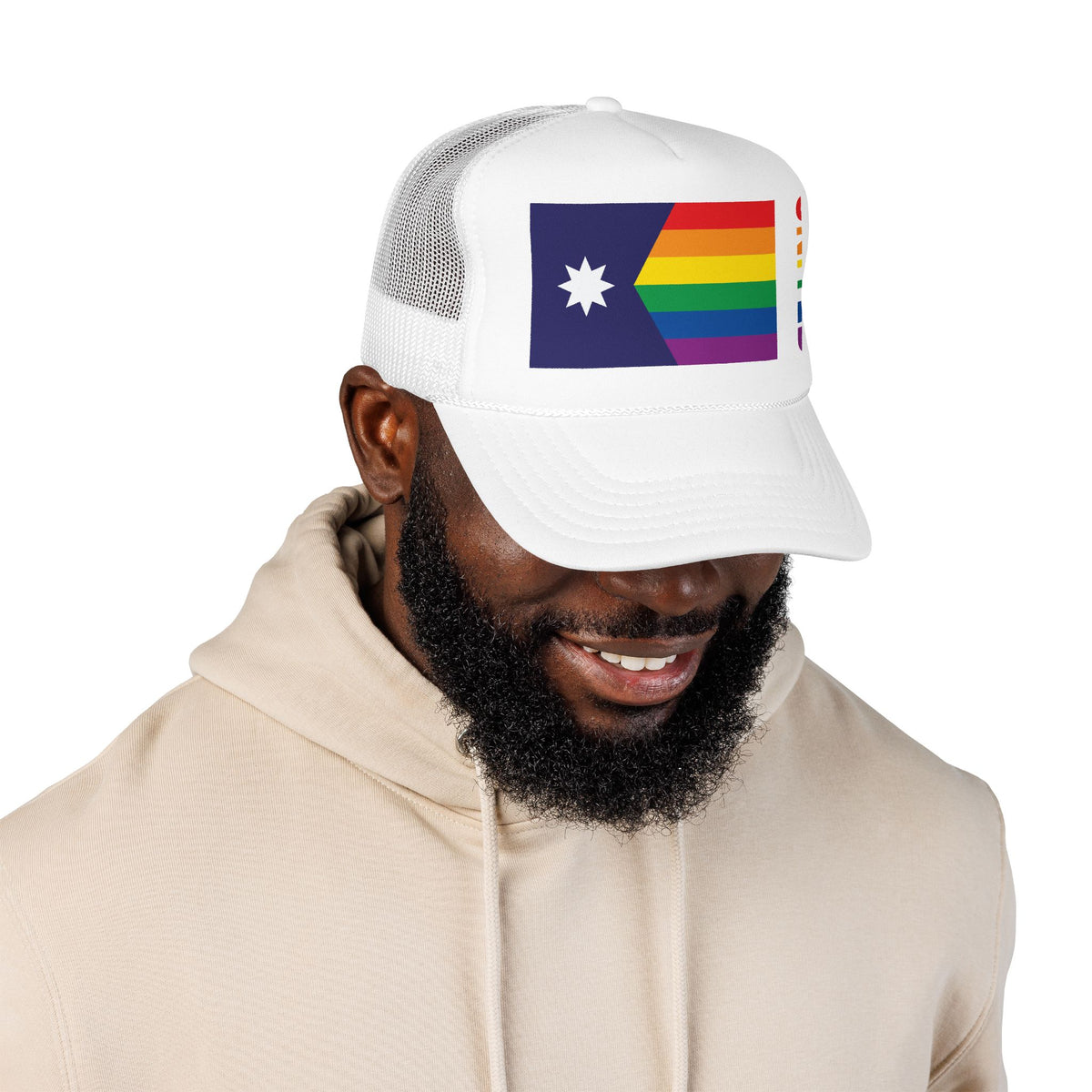 Minnesota Rainbow Pride Flag "UNITED" Printed Foam Trucker Hat, Several Color Options