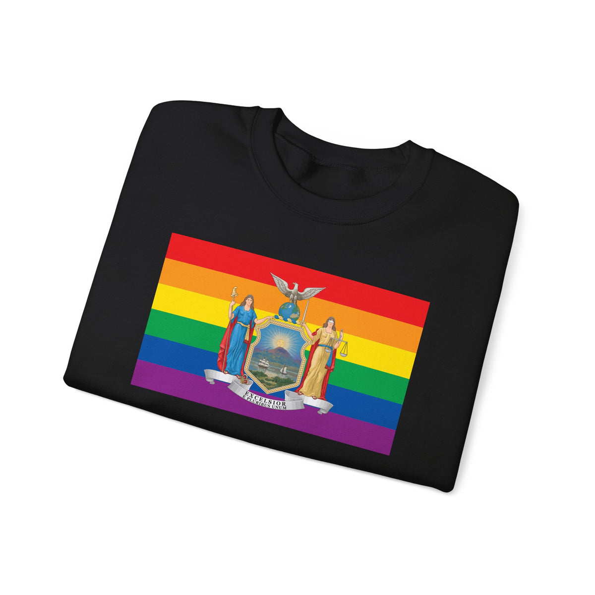 New York Rainbow Pride Flag Unisex Crewneck Sweatshirt, White, Black or Light Pink
